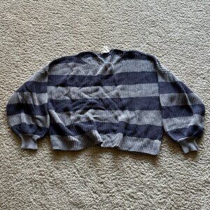 Fantastic Fawn Blue and Gray Striped Sweater